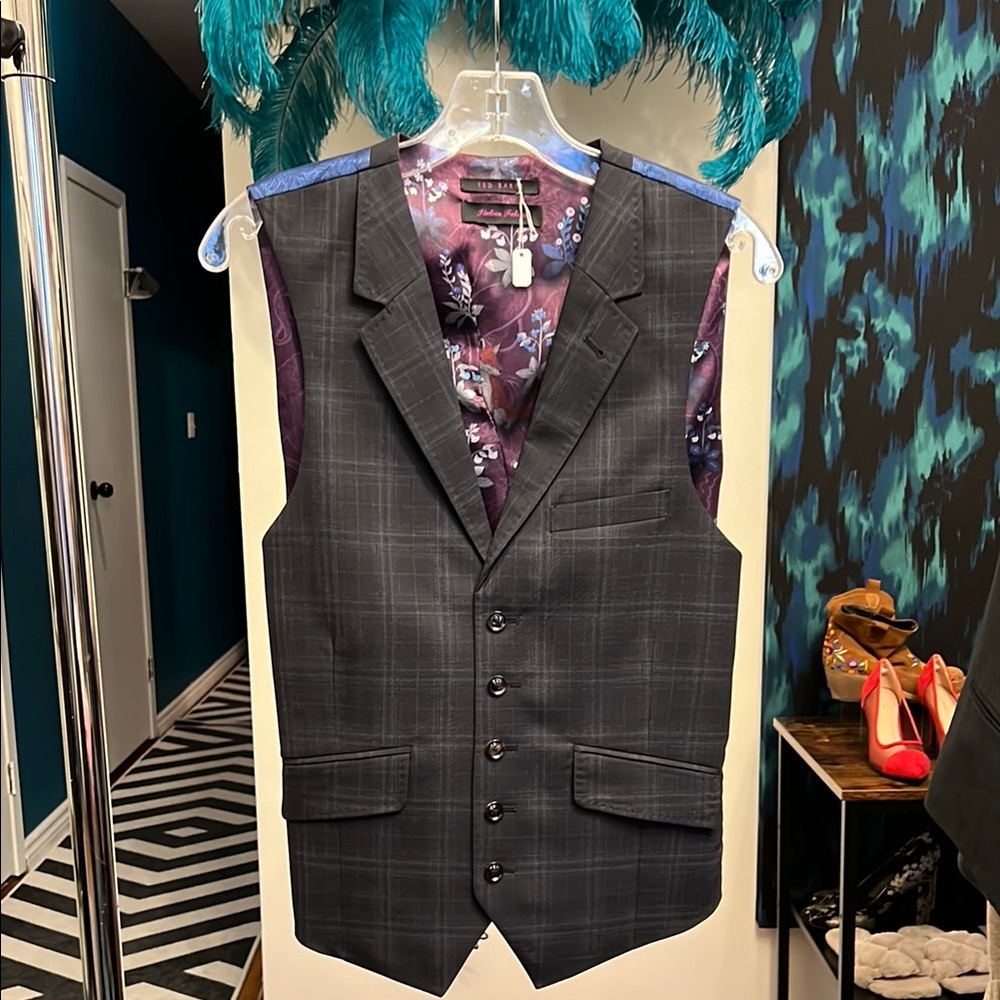 Men's Navy Plaid Vest